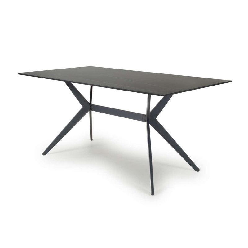 Industrial Dining Table Metal & Ceramic Black - 160cm