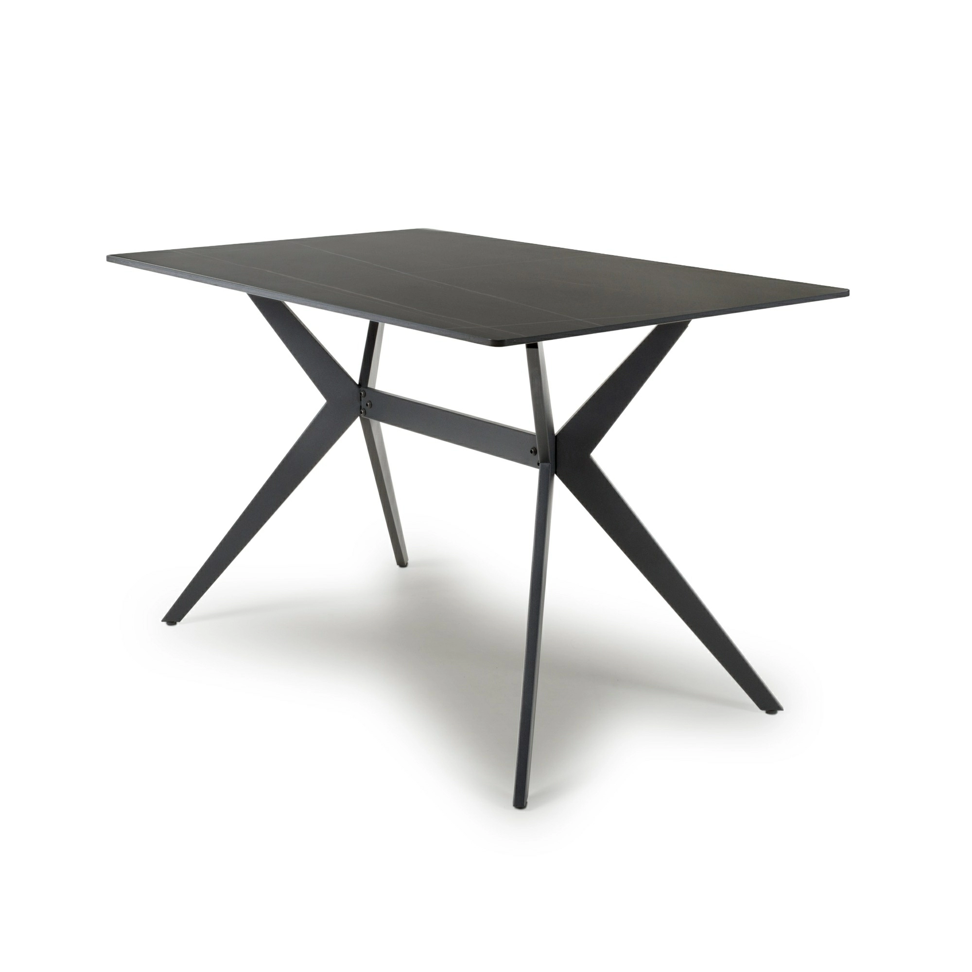 Industrial Dining Table Metal & Ceramic Black - 120cm