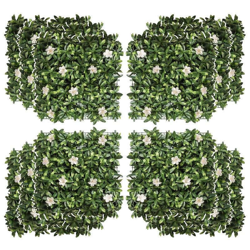 Outsunny 12Pcs 20" X 20" Artificial Boxwood Wall Panel Rhododendron Privacy Fence Screen