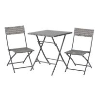 See more information about the Outsunny 2-Seater Chair Bistro Set Garden Patio Table & Chair Black Rattan Furniture Grey