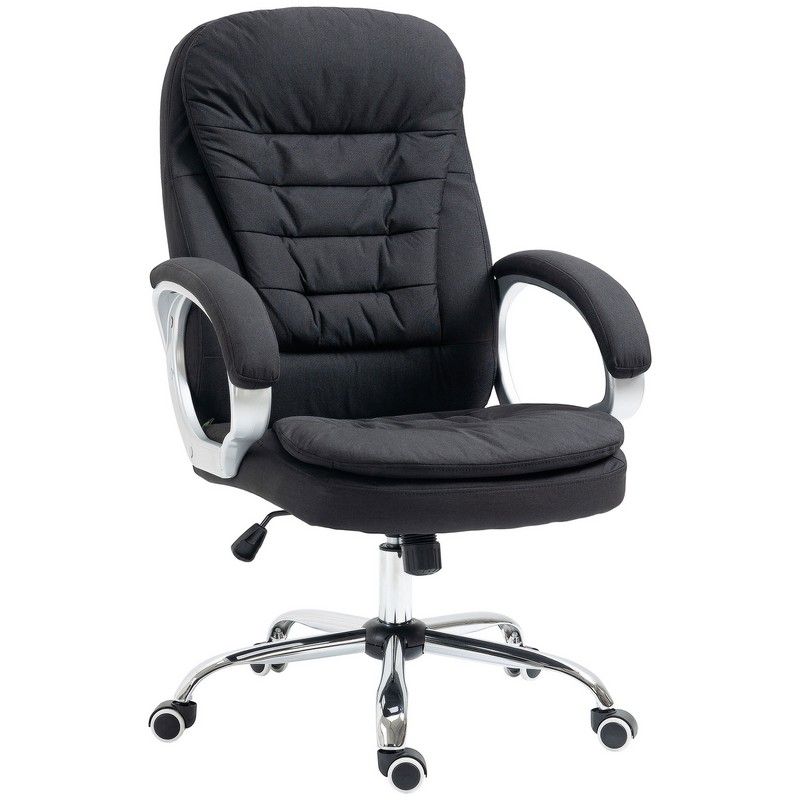 Vinsetto Ergonomic Office Chair Task Chair For Home With Arm Swivel Wheels Linen Fabric Black