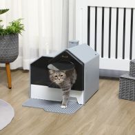 See more information about the PawHut Hooded Cat Litter Tray with Scoop
