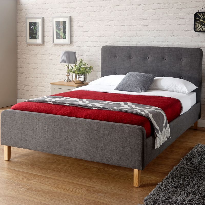 Ashbourne Double Bed Fabric Grey 5 x 7ft