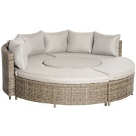 See more information about the Outsunny 5 Pieces Outdoor PE Rattan Round Garden Daybed with Cushions