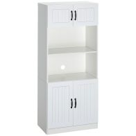 See more information about the Homcom Kitchen Cupboard 5-Tier Storage Cabinet With Adjustable Bottom Shelf Open Microwave Countertop White