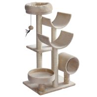 See more information about the PawHut 50Lx40Wx105H cm Cats 6-Tier Scratch Tree w/ Dangle Toy Beige