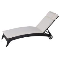 See more information about the Outsunny Garden Sun Lounger Cushion Replacement Thick Sunbed Reclining Chair Relaxer Pad With Pillow - Cream White
