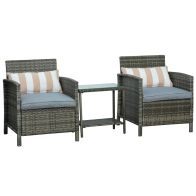 See more information about the Outsunny 3 Pieces Pe Rattan Bistro Set