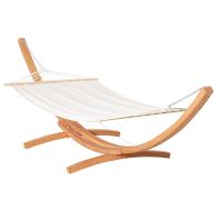 See more information about the Outsunny Outdoor Garden Hammock With Wooden Stand Swing Hanging Bed For Patio White