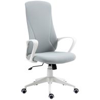 See more information about the Vinsetto High Back Office Chair Fabric Desk Chair With Armrests Adjustable Height Swivel Wheels Light Grey