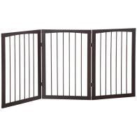 See more information about the PawHut Pet Gate 160L×1.2D×76H cm Free Standing Folding Pet/Child Safety Fence-Dark Brown