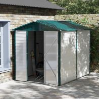 See more information about the Galvanised 8.8 x 6.3' Single Door Apex Garden Shed Lockable with Window Steel Light Grey by Steadfast