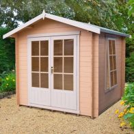 See more information about the Shire Barnsdale 7' 4" x 7' 7" Apex Log Cabin - Premium 19mm Cladding Log Clad