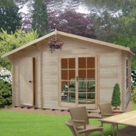 See more information about the Shire Bourne 13' 8" x 7' 10" Apex Log Cabin - Premium 28mm Cladding Tongue & Groove