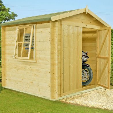 See more information about the Shire Bradley 9' 3" x 8' 11" Apex Log Cabin - Premium 19mm Cladding Log Clad