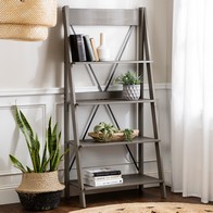 See more information about the Ladder Tall Bookcase Grey 4 Shelves