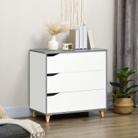 See more information about the Homcom Drawer Chest 3-Drawer Storage Cabinet Unit With Pine Wood Legs For Bedroom Living Room 75cmx42cmx75cm White