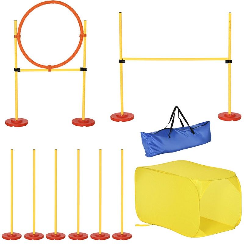 Pawhut Portable Pet Agility Training Obstacle Set For Dogs W/ Adjustable High Jumping Pole
