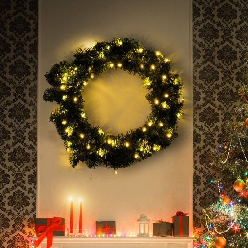 Christmas Ornament Wreath Light Warm White Indoor 50 LED - 55cm