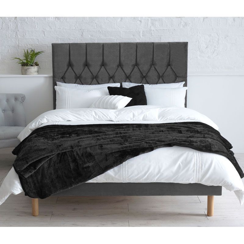 Buy Catherine Lansfield Velvet Grey 4ft Small Double Bed Frame