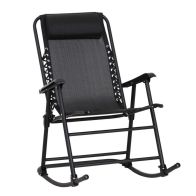 See more information about the Outsunny Garden Rocking Chair Folding Outdoor Adjustable Rocker Zero-Gravity Seat With Headrest Camping Fishing Patio Deck - Black