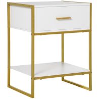 See more information about the Homcom Elegant Gold-Tone Metal Frame Side Table With Drawer