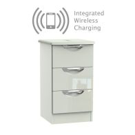 See more information about the Weybourne Wireless Charger Slim Bedside Table Off-white 3 Drawers