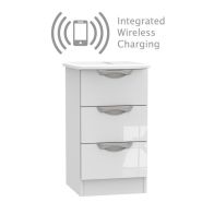 See more information about the Weybourne Wireless Charger Slim Bedside Table White 3 Drawers