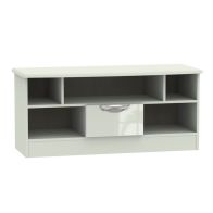 See more information about the Weybourne TV Unit Off-white 5 Shelves 1 Drawer
