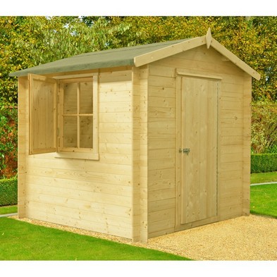 See more information about the Shire Camelot 10' x 10' Apex Log Cabin - Budget  Cladding Tongue & Groove