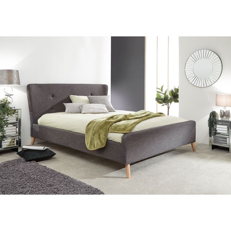 Carnaby Upholstered Double Bed Frame Grey