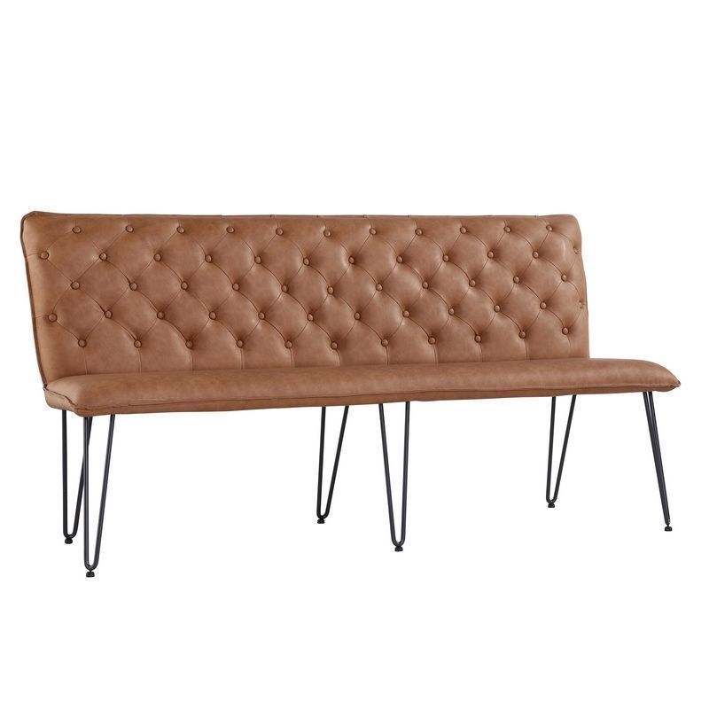 Urban Chesterfield Studded Back Large Dining Bench Tan