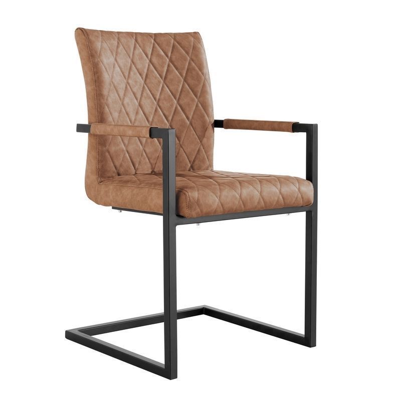 Urban Bauhaus Diamond Stitch Carver Dining Chair Tan