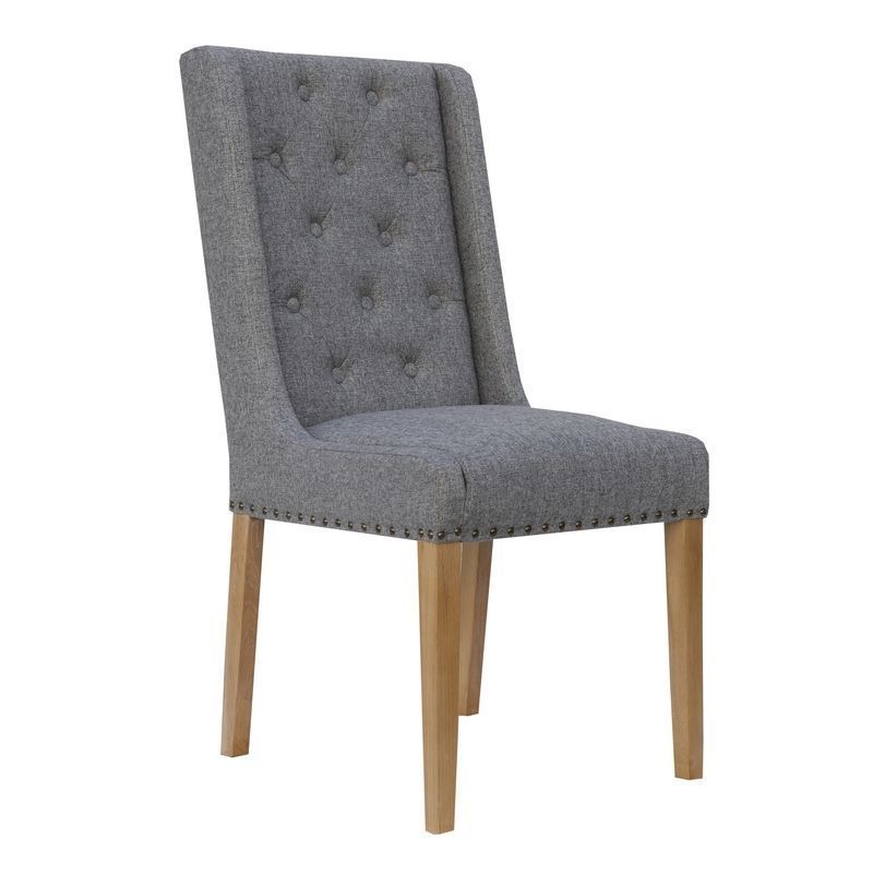 Lancelot Button Back and Studded Dining Chair Light Grey
