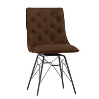 See more information about the Pair of Urban Retro Studded Back Dining Chairs Metal & Faux Leather Brown