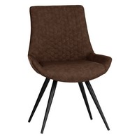 See more information about the Pair of Urban Honeycomb Dining Chairs Metal & Faux Leather Brown