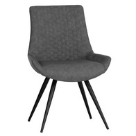 See more information about the Pair of Urban Honeycomb Dining Chairs Metal & Faux Leather Grey