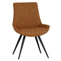 See more information about the Pair of Urban Honeycomb Dining Chairs Metal & Faux Leather Tan