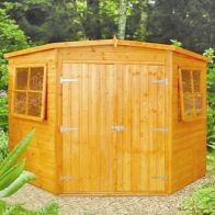 See more information about the Shire Corner 7' 10" x 7' 10" Flat Shed - Premium Dip Treated Shiplap