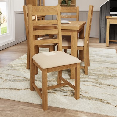 See more information about the Pair of Cotswold Dining Chairs Ladder Back Oak Natural
