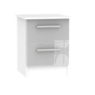 See more information about the Buxton 2 Drawer Bedroom Bedside Cabinet Grey Gloss & White
