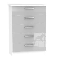 See more information about the Buxton 5 Drawer Bedroom Chest Grey Gloss & White