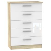 See more information about the Buxton Tall Chest of Drawers Natural & White 5 Drawers