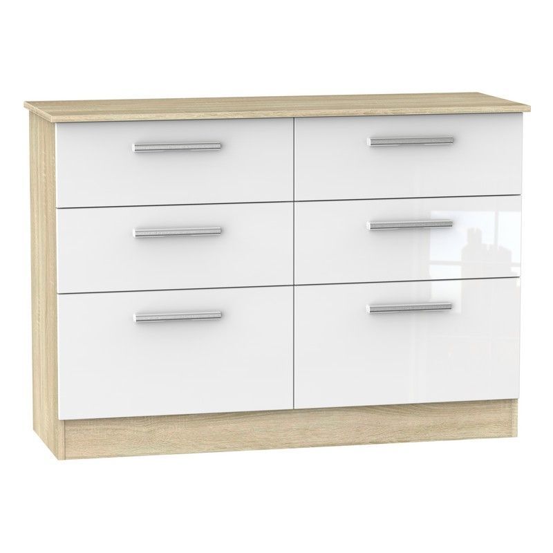 Buxton Large Chest of Drawers Natural & White 6 Drawers