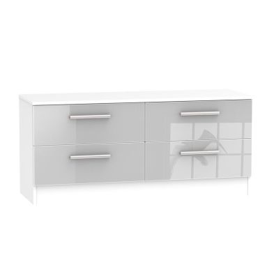 Buxton 4 Drawer Storage Bedroom Bed Box Grey Gloss & White