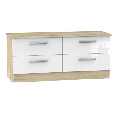 Buxton 4 Drawer Storage Bedroom Bed Box White Gloss & Brown