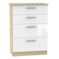See more information about the Buxton 4 Drawer Deep Bedroom Chest White Gloss & Brown