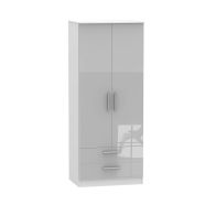 See more information about the Buxton 2 Drawer Bedroom Wardrobe Grey Gloss & White
