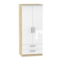 See more information about the Buxton Tall Wardrobe Natural & White 2 Doors 2 Drawers