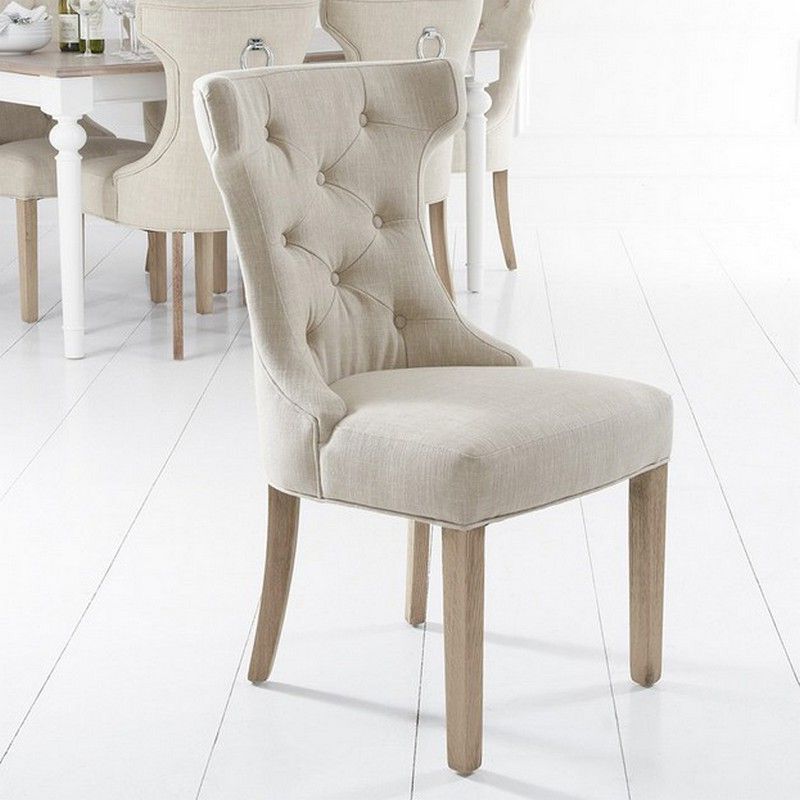 Lancelot Winged Back Dining Chair Beige, Lime Washed Oak Dining Chairs